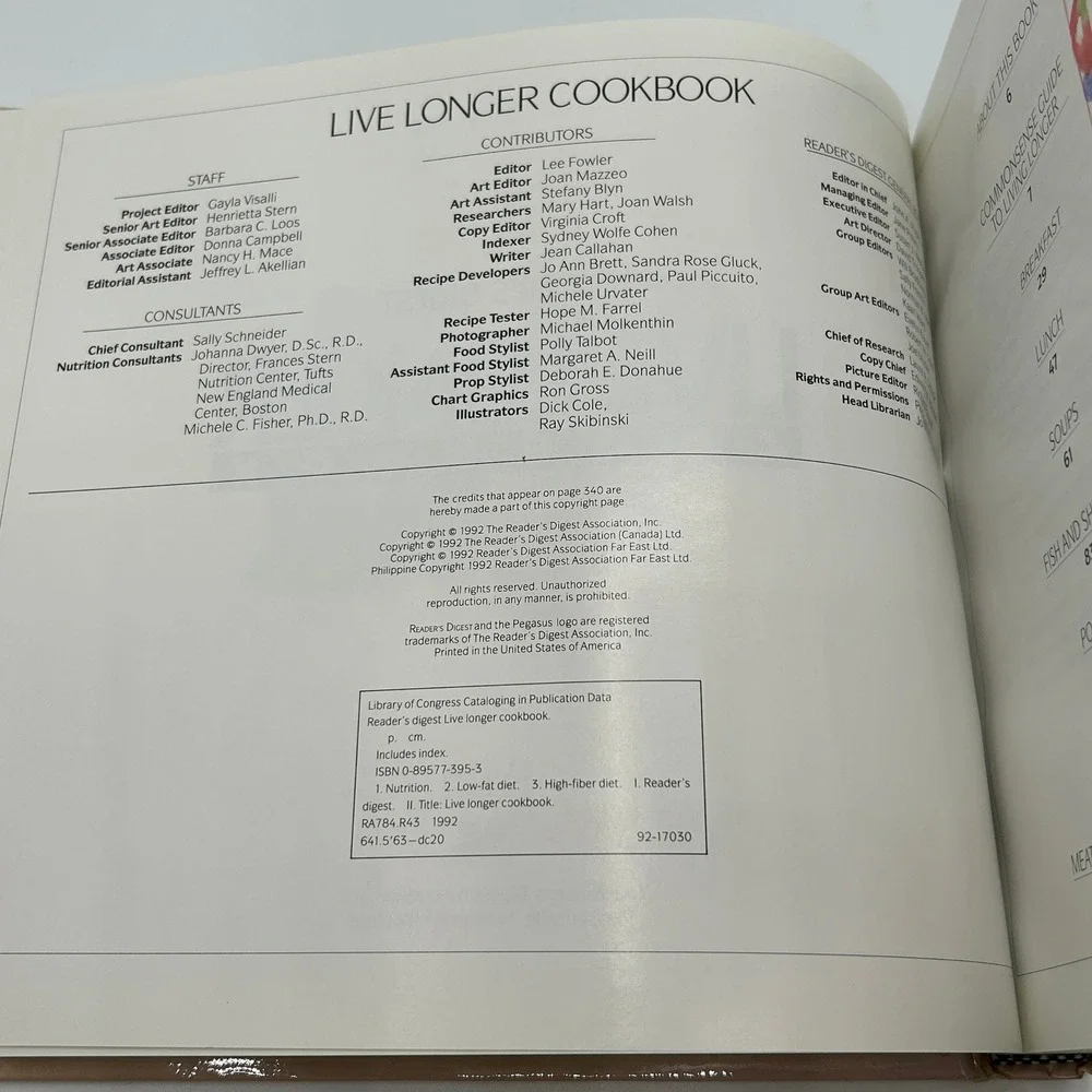 Reader's Digest Live Longer Cookbook 500 Healthy Recipes Hardcover‎ 1992 Photos